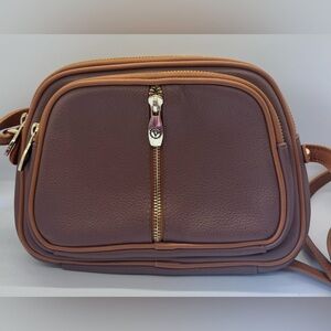 EUC VALENTINA Genuine Leather Crossbody Handbag Purse Made In Italy